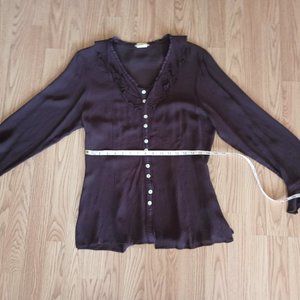 Tea and Scones L Burgandy Blouse